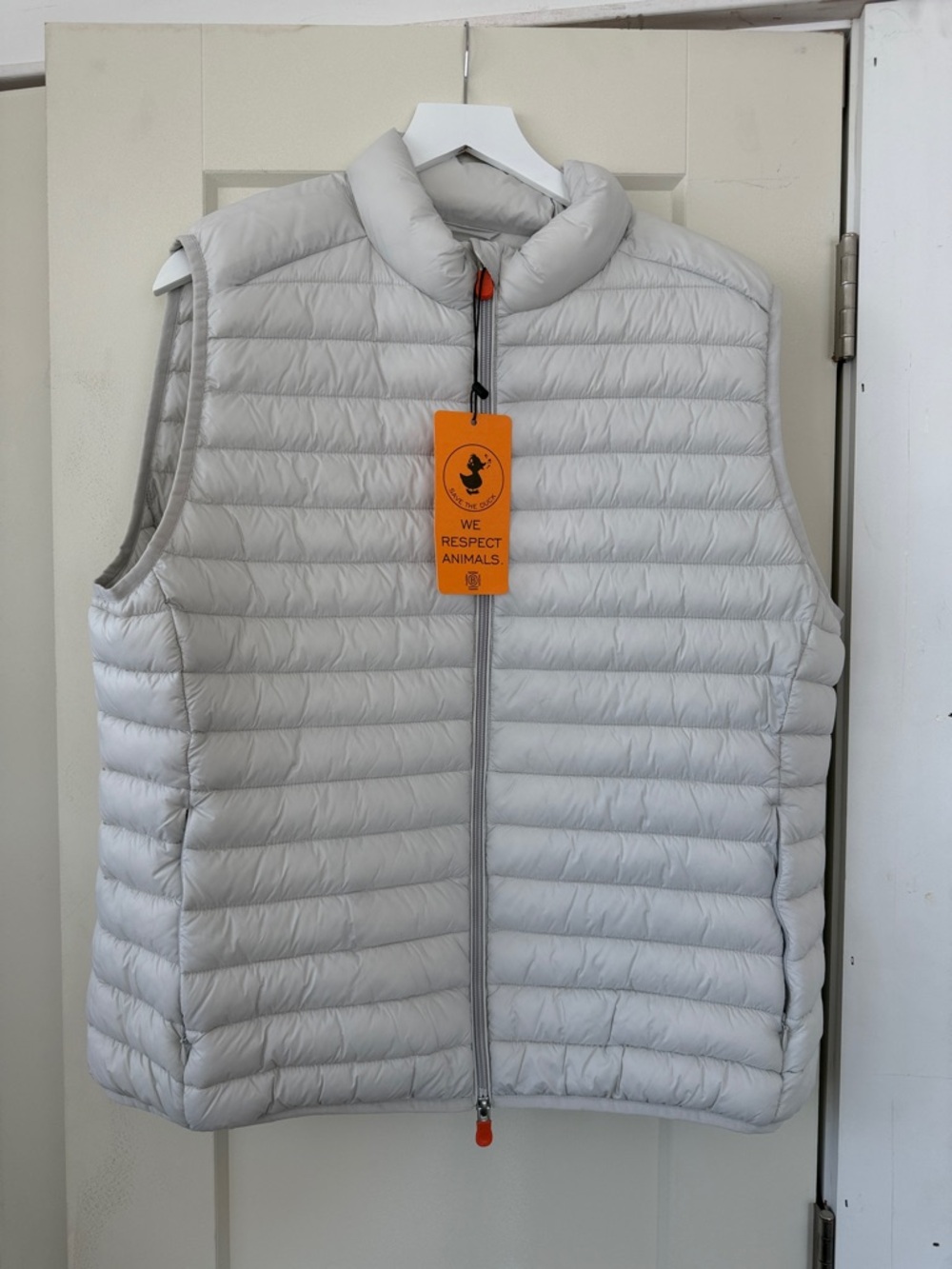 SAVE THE DUCK Light Gray Quilted Packable Vest. Lightweight.